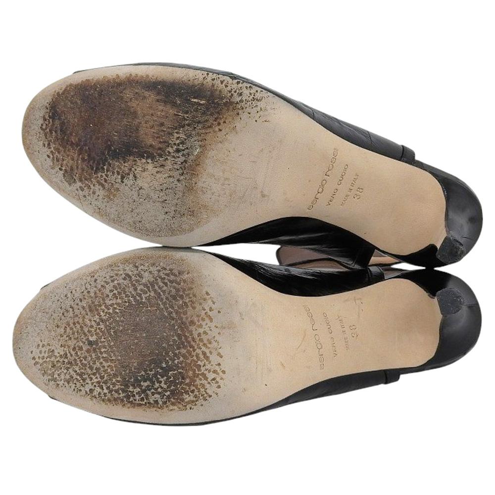 Sergio Rossi Leather ankle strap pumps for women, black, size 38 shoes 38 blackUsed