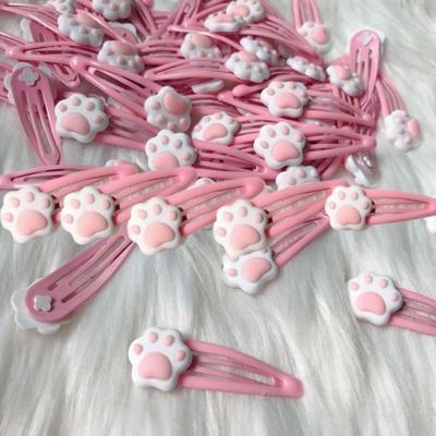 Y2k Snap Hair Clip for Hot Girls Colorful Cartoon Cat Paw Shape Hair Barrettes Sweet Metal Barrettes for Teens Girls