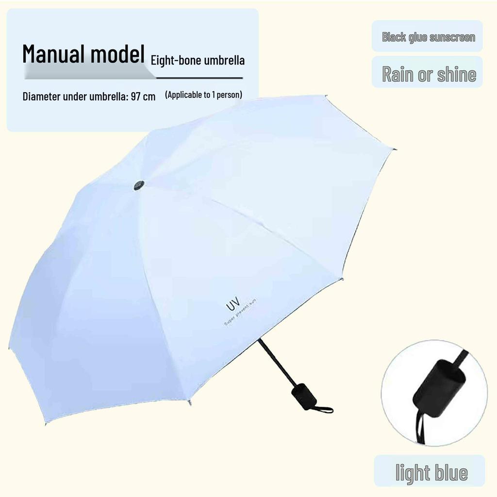 UV Protection Sun & Rain Foldable Umbrella with Black Coating for Students