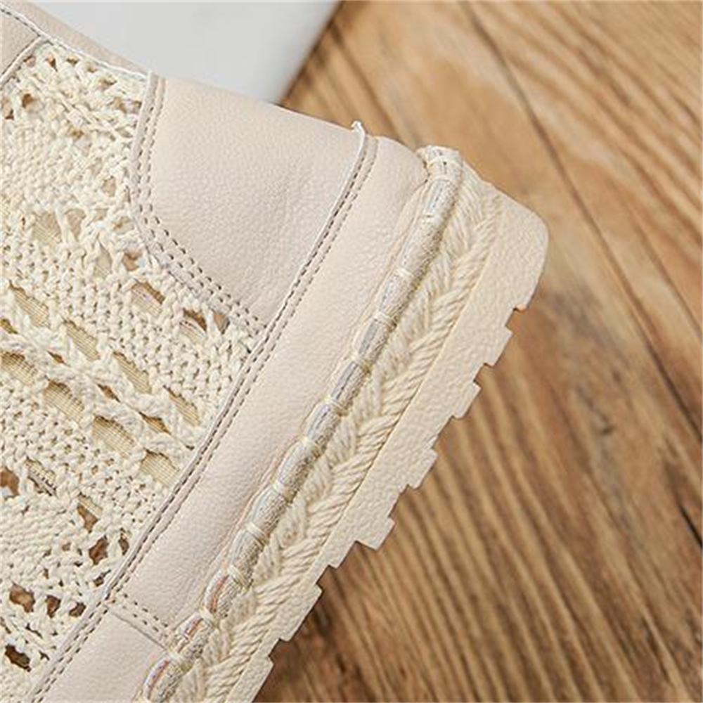Women's Breathable Mesh Summer Shoes Lace Walking Shallow Solid Non Slip Casual Boots 35-40 Knit Boot Lace Shoes