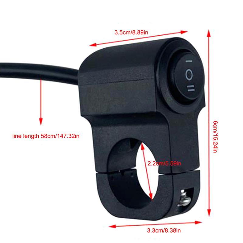 7/8'' 22cm Plastic Motorcycle Handlebar Headlight Switch Three-position Waterproof Switch 12V Fog Spotlight Retro Switch