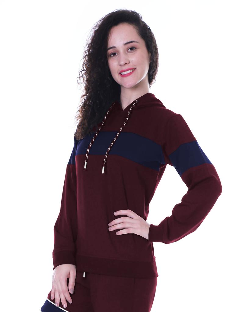 Moomaya Solid Casual Hoodie Full Sleeve Pullover Colorblock Jogger Top