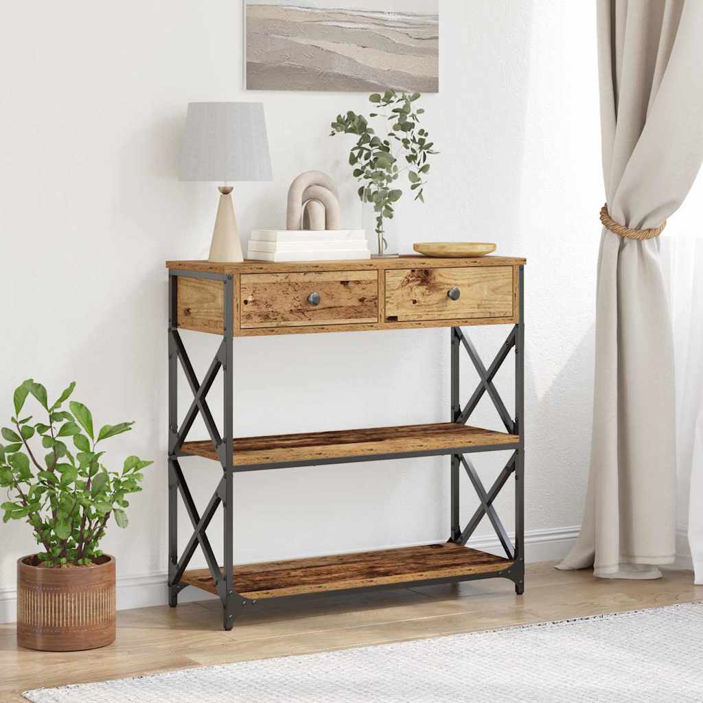 Console Table Reclaimed Wood 75 x 28 x 75 cm Plywood and Metal