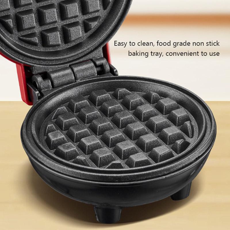 Elektrischer Mini-Waffelmaker Doppelseitige Heizung Hausgemachtes Frühstücks-Röster Küche Kleine Dessert-Kochmaschine