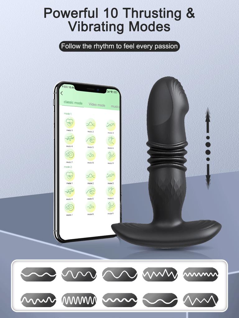 Thrusting Vibrator Telescopic Realistic Dildo Anal Plug Adult Sex Toys Anal Massager With Remotr Control 10 Thrusting & 10 Vibration Modes