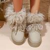 Plush Sleeve Snow Boots Winter New Round Toe Cow Suede Warm Platform Plus Size Cotton Shoes