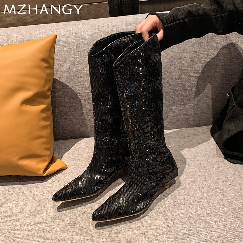 Stilettos Women Leather High Boots Designer Fashion Elegant Retro Boots Women 2024 Trend New Winter Dress Cozy Warm Botas Mujer