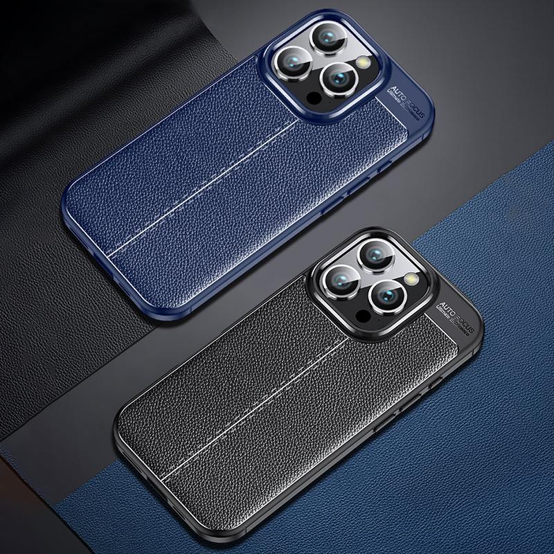 For iPhone 16 Pro Case Litchi Texture Shockproof TPU Phone Cover
