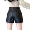 Women's High-Waist PU Leather Shorts - Black, Autumn/Winter 2025, Slimming and Sexy Fit