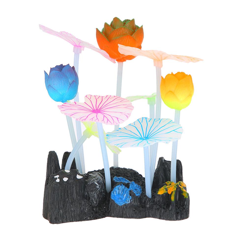 

Aquarium Artificial Luminous Water Plant Grass Decoration Fish Landscape Ornament(6 Leaf3 Flower )