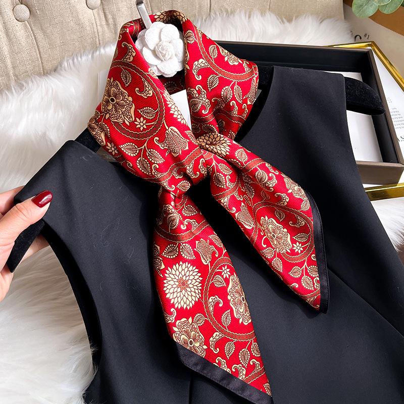 

100% Pure Real Silk Scarf Women Floral Print Neck Shawls Wraps for Ladies Foulard Scarves Pashmina Female Hijab Bandana Poncho Real Silk 68x68cm