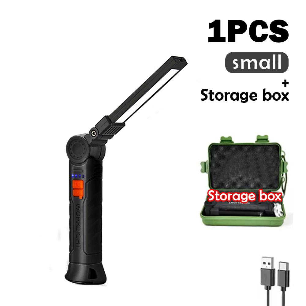 Rechargeable Work Lights LED Folding Flashlight with Magnetic Base COB Light 360°Rotate Car Repair Home Garage Emergency Camping