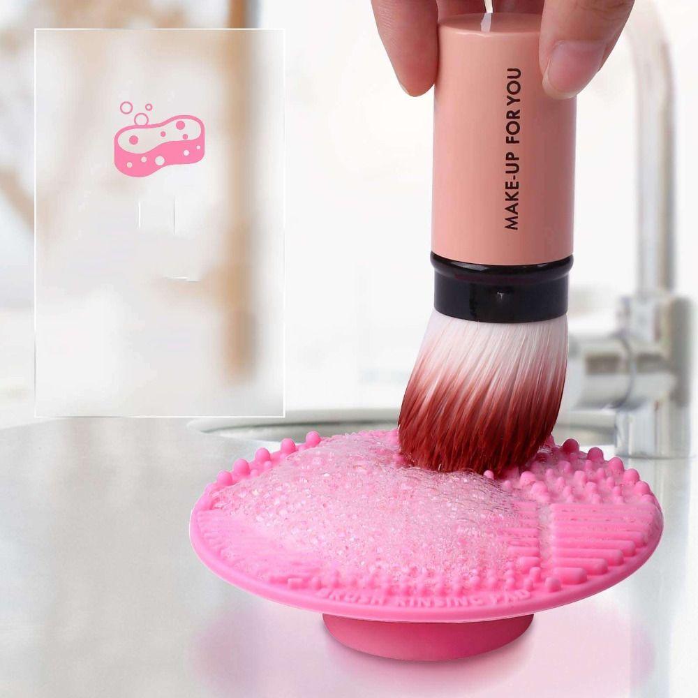 

Soft Silicone Brush Silicone Makeup Brushes Board Portable Scrubber Cleaner Pad Women