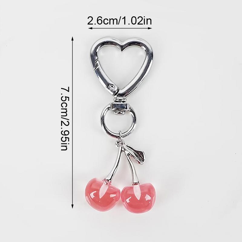 1PC Luxury Cherry Keychain for Women Decoration Designer Cherry Pendant Wallet Decor Fruit 7.5x2.6cm