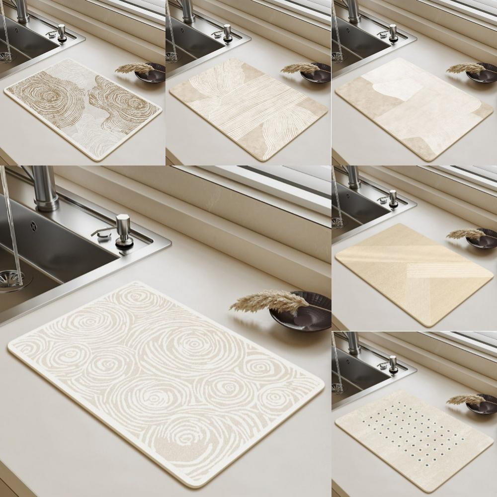 Tableware Drying Mat Soft Drain Pad Non-slip Super Absorbent Wear-resistant Coffee Machine Mat Kitchen Table HOME Decor