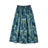 Plus Size Thin Vintage Floral High Waist Casual Loose Women Summer Jeans Denim Wide Leg Pants