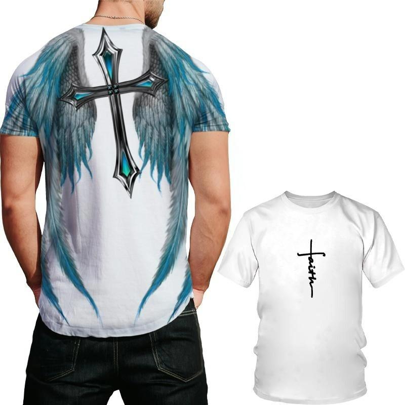 Fashion Angel Wings Pattern Printed Kids Adult T-shirt Summer Women's and Men's Casual Outdoor Girl and Boy Short Sleeve Tees Top Pullover