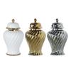 Ceramic Ginger Jar with Lid Housewarming Gift Collectibles Ceramic Flower Vase for Bedroom Farmhouse Entrance Office Shelf