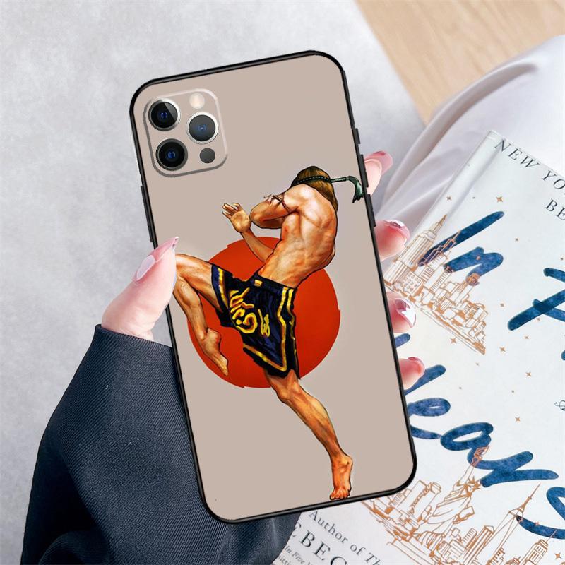 Muay Thai Kickboxing Fight Phone Case For iPhone 16 Pro Max 11 12 13 Mini 14 15 Pro Max XR 15 16 Plus 16e Cover Coque