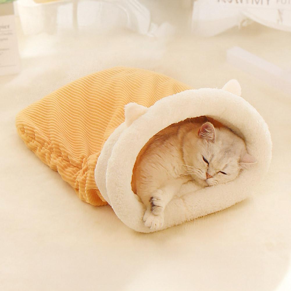 

Thermal Cat Bed Winter Sleeping Bag Burrow Design Snug Hideaway Plush Warmth Cave For Cats Pet Supplies House Pet House 40 50cm for 0-4kg жовтий