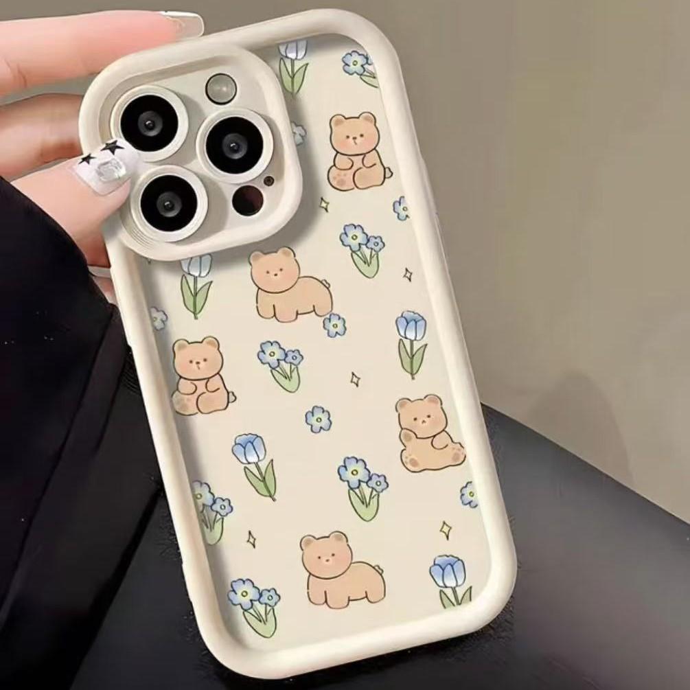 Cute bear applies to iphone16pro mobile phone case Apple 15 girl 14 days and South Korea 13promax new 12x