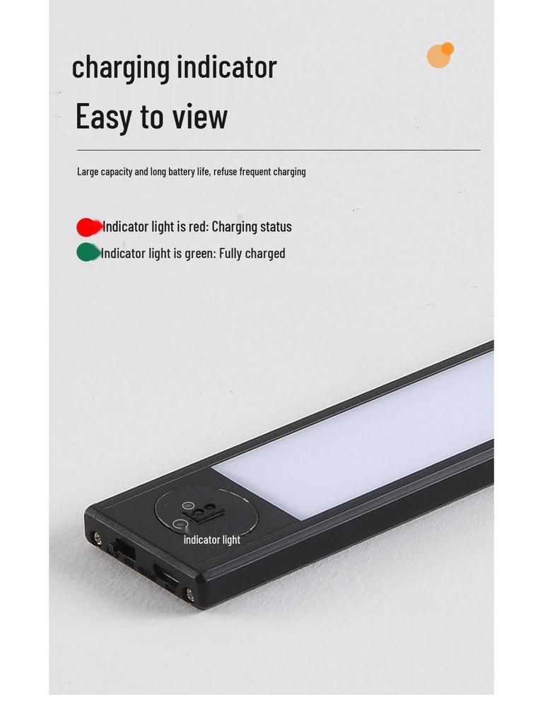 Wireless Rechargeable LED Motion Sensor Cabinet Light with Magnetic Strip for Kitchen, Desk, and Bedside