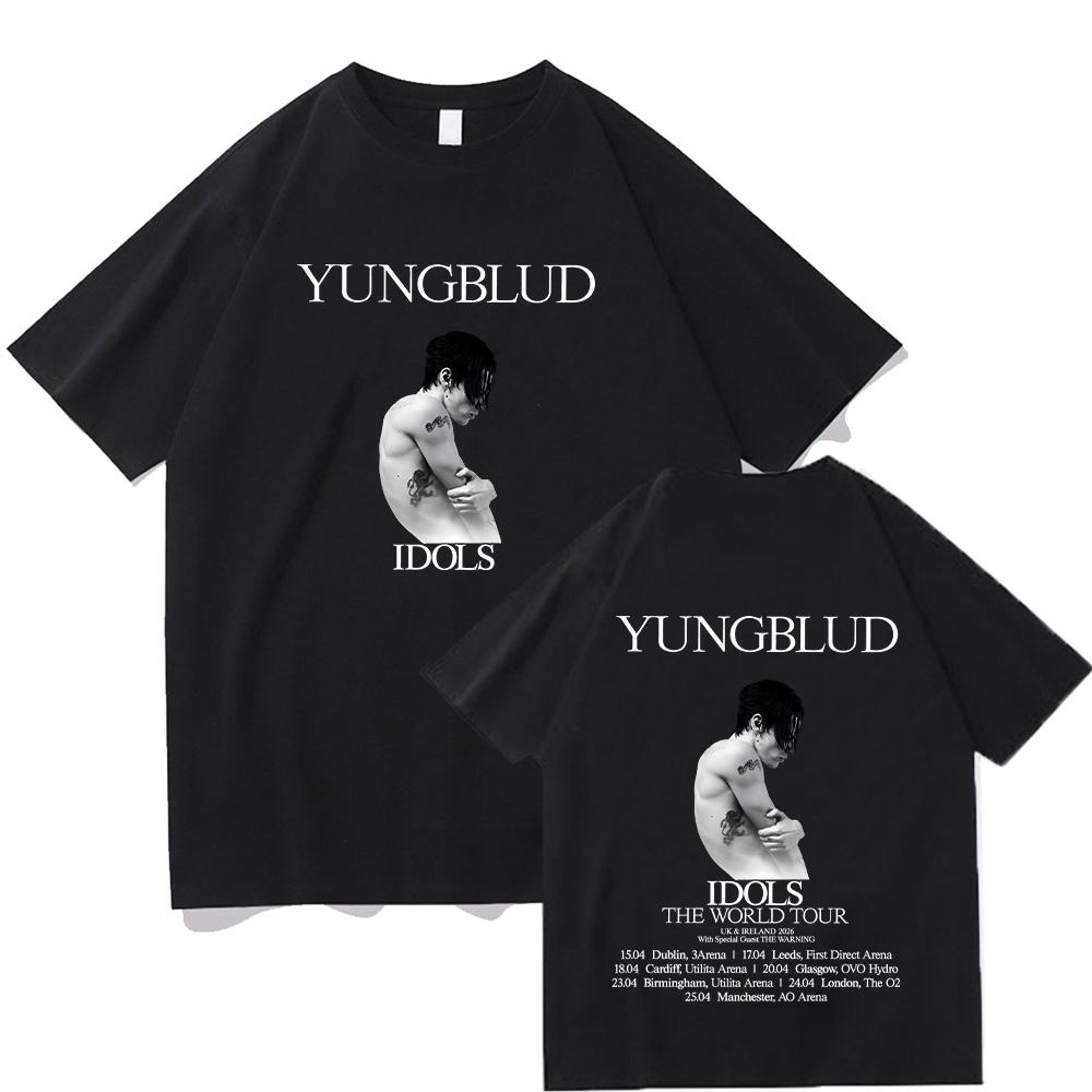 Yungblud ÍDOLOS The World Tour 2026 Camisetas Algodón Hip Hop Unisex Ropa de Calle Cantante Verano Suave Hombre Mujer Top Camiseta Holgada Casual