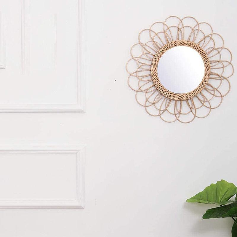 Specchio da Parete - Rotondo Boho Bali (60 cm) - Miu Legno naturale