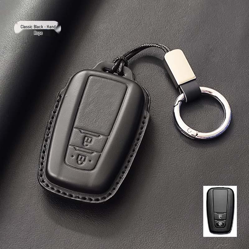 Genuine Leather Key Cover for Toyota: Compatible with Corolla, Camry, Avalon, Land Cruiser, and RAV4.