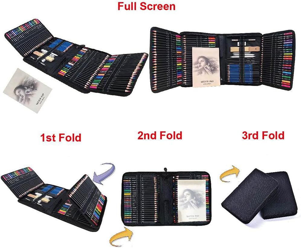 120-Color Colored Pencils Set for Adult Coloring Books, Artist Sketching & Drawing Pencils Art Kit (144PCS)