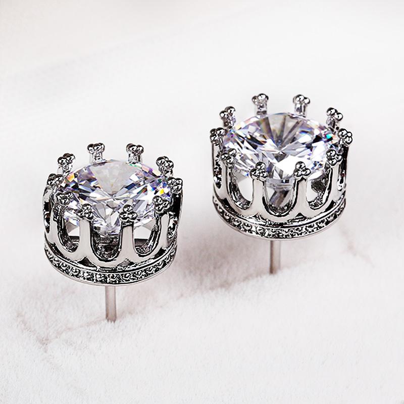 

BELLA BOX Роскошные серьги-гвоздики для женщин в форме короны, круглые серьги с цирконием, свадебные серьги, вечерние, повседневная одежда, эффектные ювелирные изделия белый