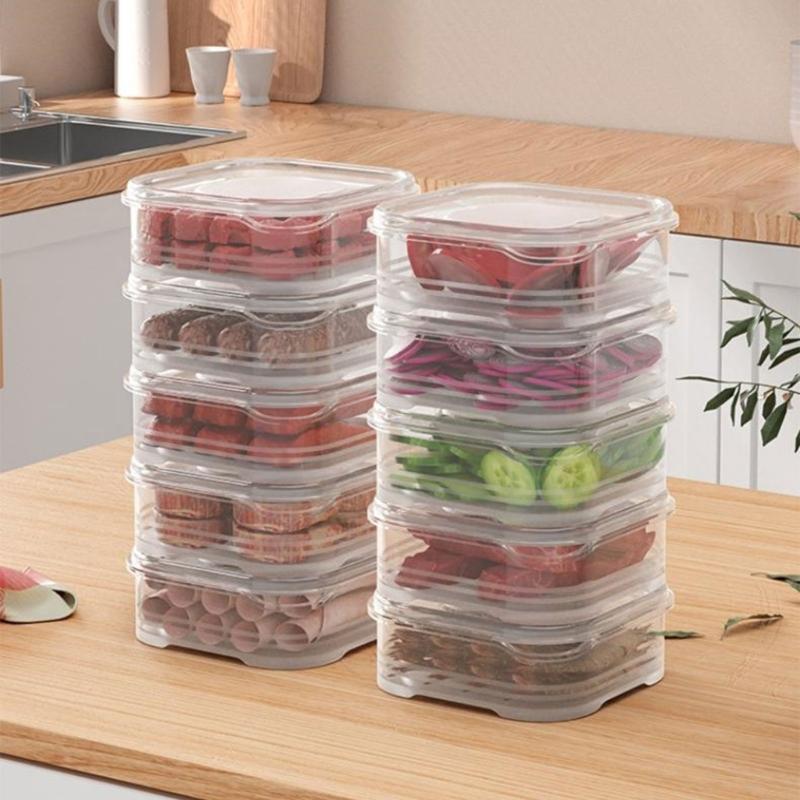 6pcs Refrigerator Organizer Plastic Storage Box with Lid for Fridge Kitchen Storage Keep Your Refrigerator Organized