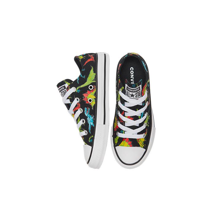 Converse Chuck Taylor All Star Low Top Kids Canvas Shoes Black Multicolor Teenagers 670350C