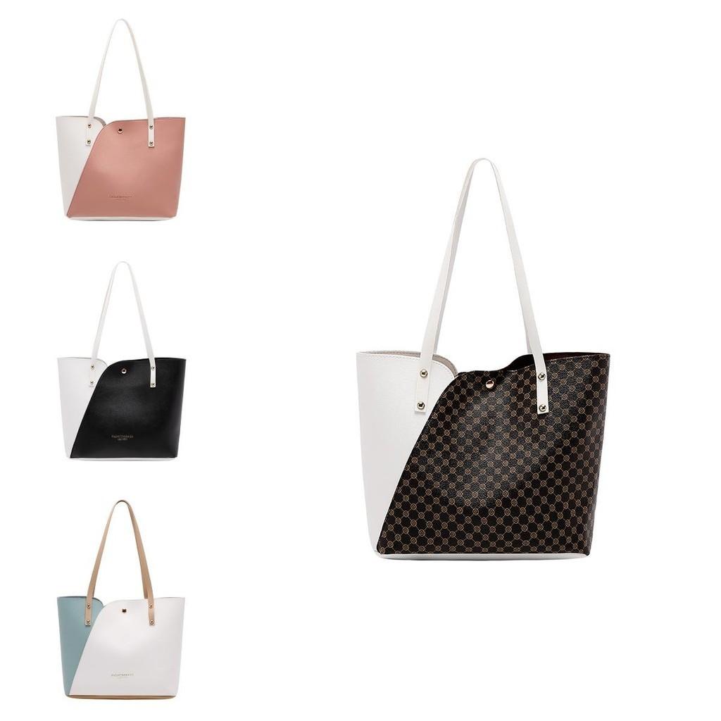 Fashionable 2021 Women Handbags Large Tote Bags Pu Material Blue White Black Pink Coffee