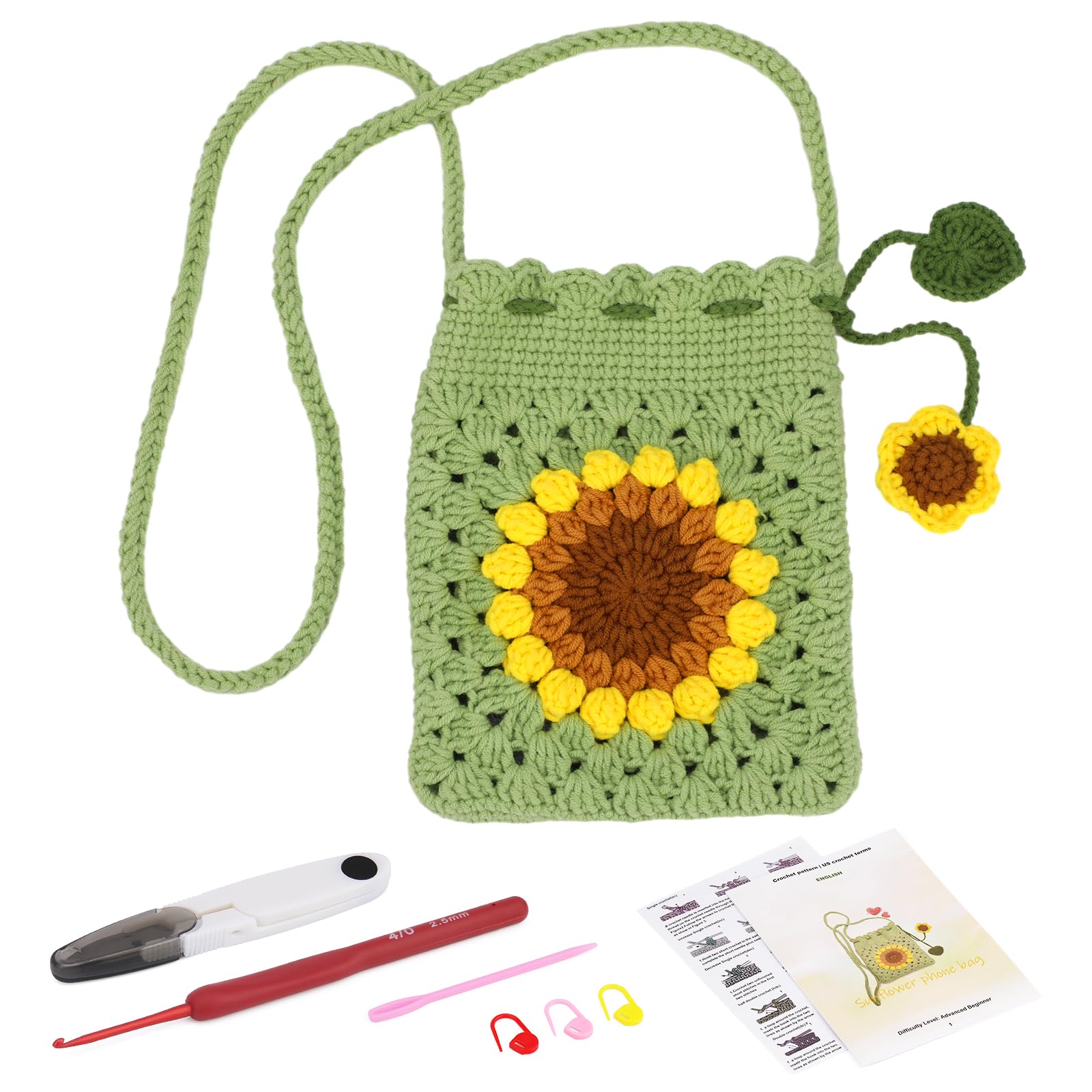 

Fenrry Pnytty Набор для вязания крючком Сумка для начинающих Наборы для вязания крючком Пряжа для вязания крючком Инструменты Расходные материалы и видеоуроки светло-зеленый