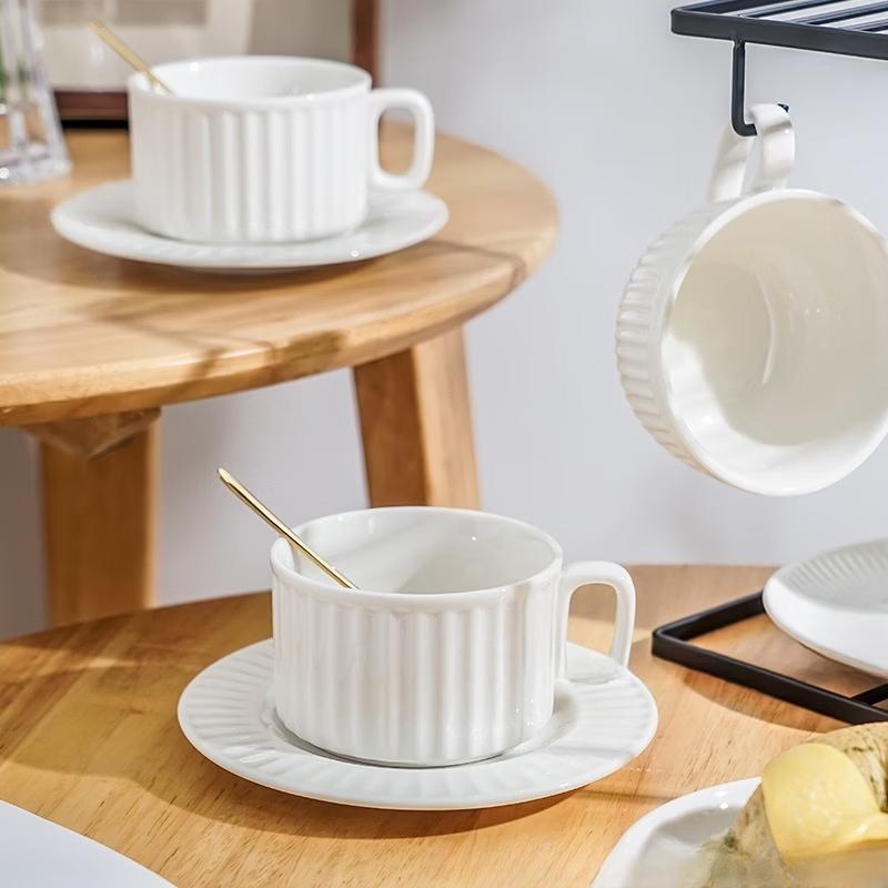 Oeny Pure White Ceramic Coffee Cup & Saucer Set