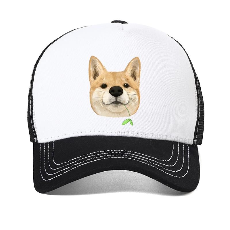 

Cartoon Cute Shiba Inu Dog Pattern Baseball cap cool Summer mesh trucker hat Men women wild adjustable Travel Snapback Hats Adjustable
