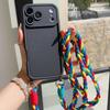 Crossbody Lanyard Braided Cord Liquid Silicone Case For iPhone 16 17 Pro Max 15 14 13 12 11 XR XS 7 8 Plus Necklace Strap Cover
