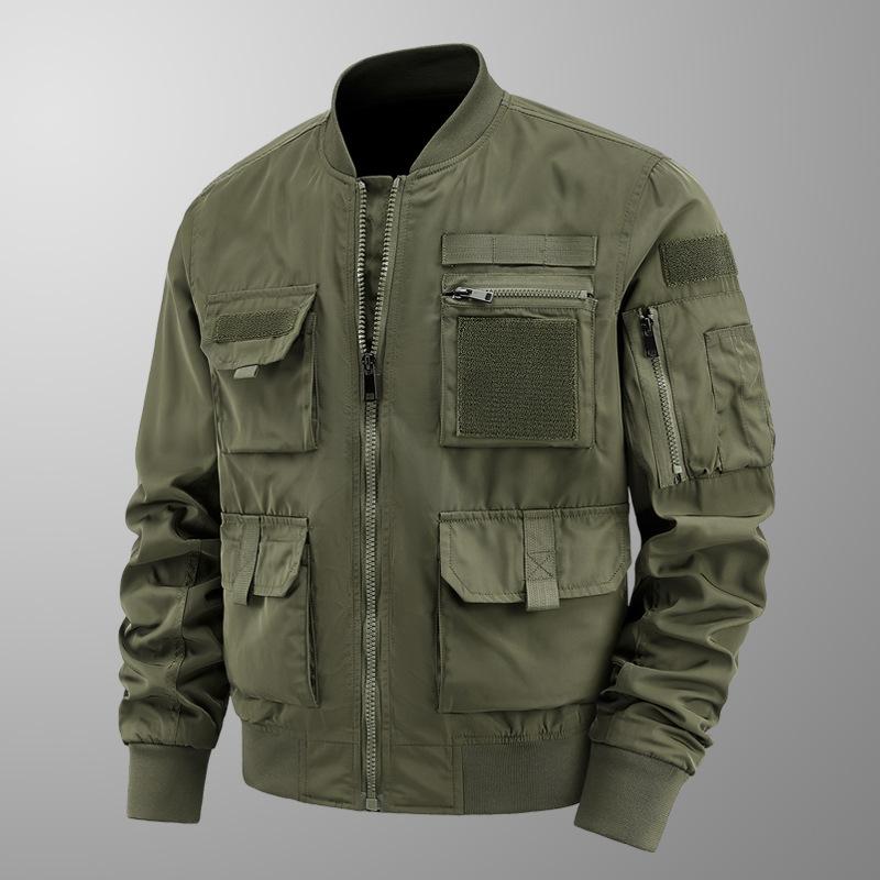 Bomber Jacket Men's American Retro Baseball Jersey Multi-pocket Tooling Jacket Functional Jacket Tri-proof Jacket Men