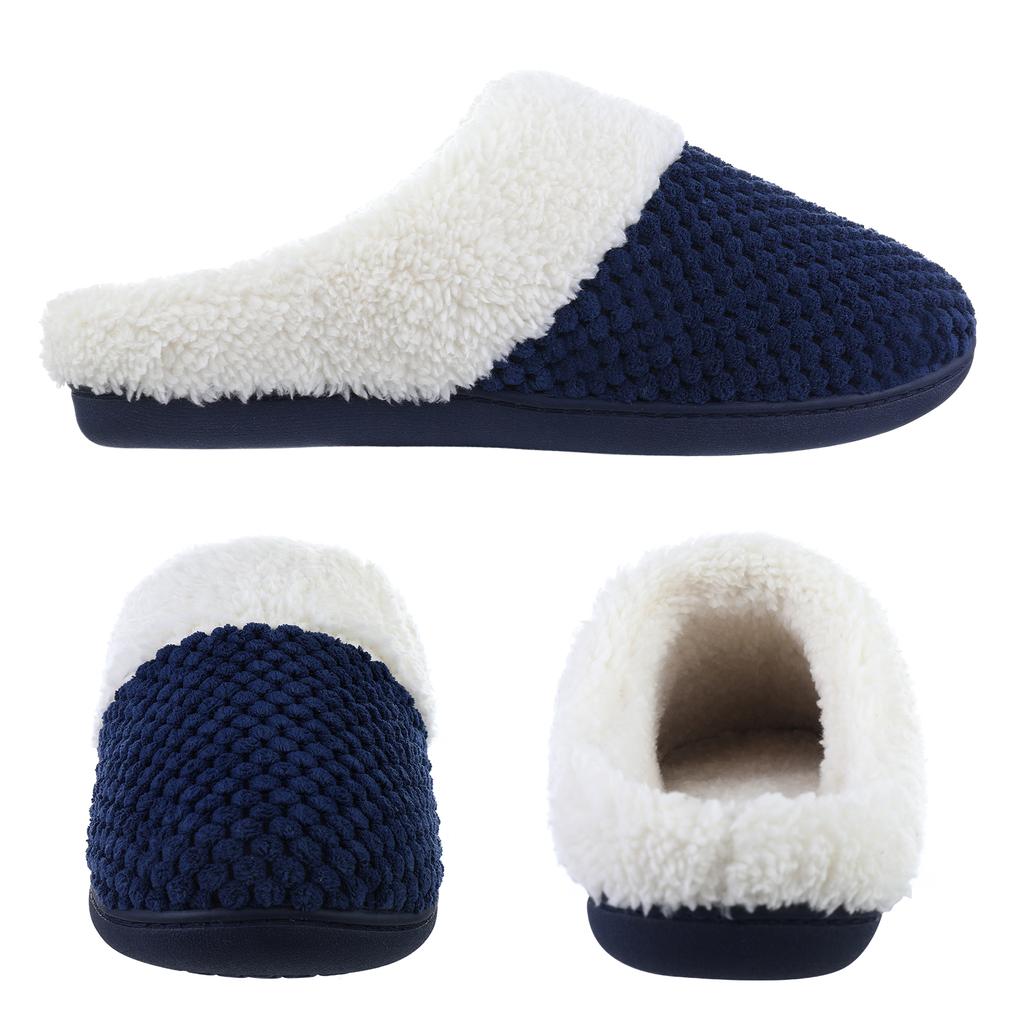 Fashion Smile New Women's Fuzzy Home Slippers Cozy Fleece Lined Winter Warm Slippers Unisex Indoor Non-slip Warm Waffle Fur Cotton Shoes