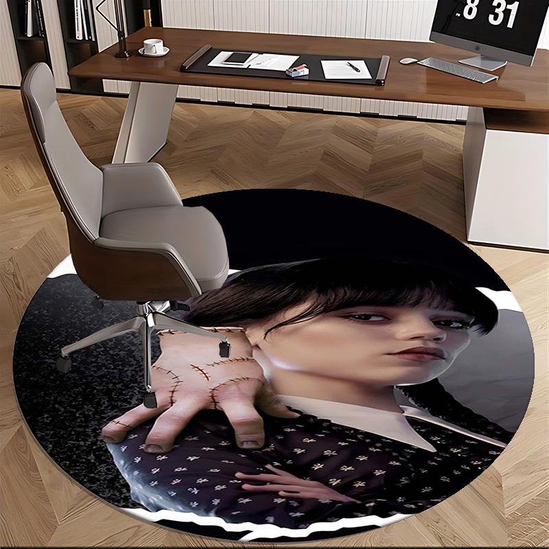 The Addams Family,Gothic Fashion Chair Mat Round Rug Office Carpet, Machine Washable, Non Slip, Suitable for Living Rooms, Bedrooms