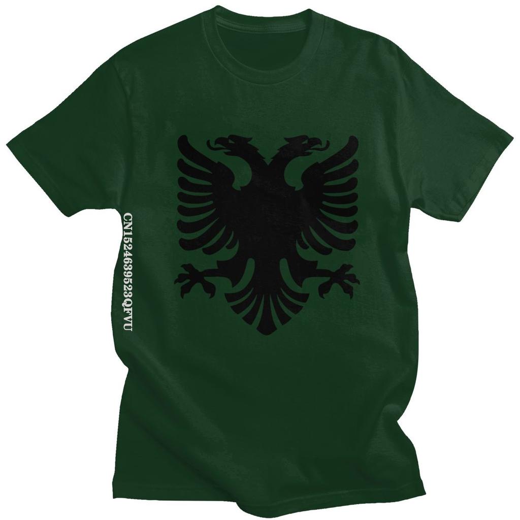 Flag Of Albania Eagle Tshirts Men Cotton Albanian Pride Tee Tops Round Neck Kawaii T Shirt Streetwear Men Casual Tshirt