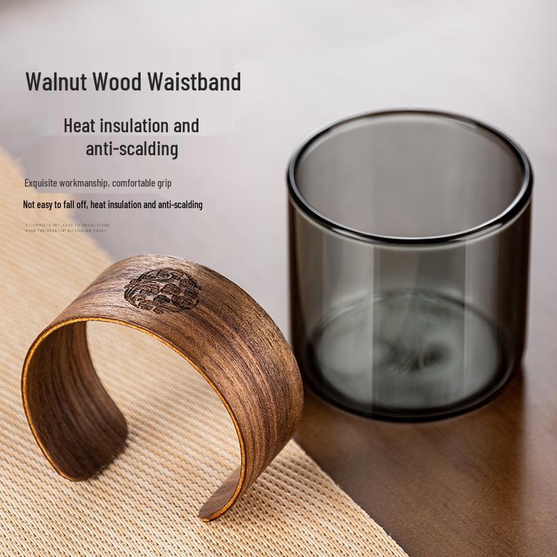 Elegant Heat-Resistant Glass Tea Cup with Wood Card - Perfect for Home Use and Guest Reception