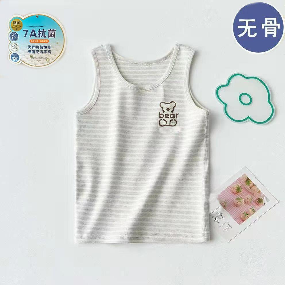 Children'S Vest Colored Cotton 7A Antibacterial Baby Vest Four Seasons Boys And Girls Bottoming Shirt Home Vest Single Top