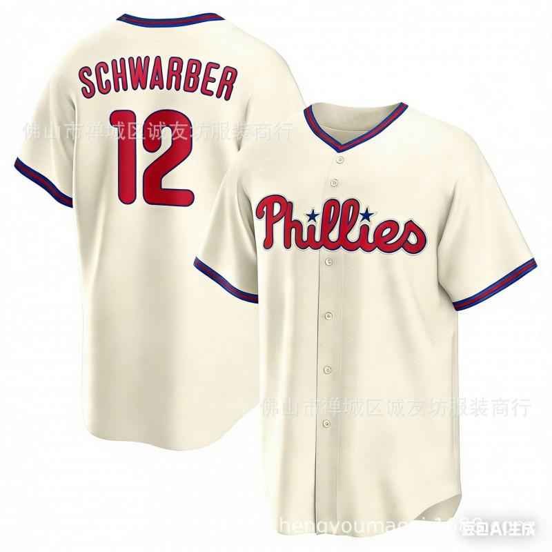 Embroidered Baseball Jersey Philadelphia 12 White SCHWARBER Mens Team Sports Top