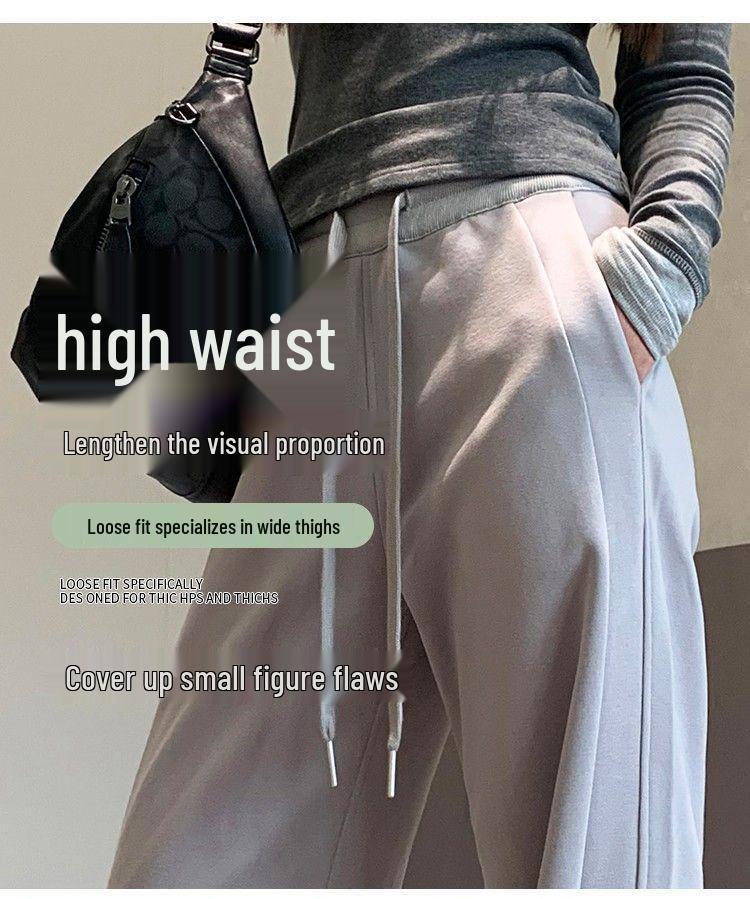 Women's Black Wide-Leg & Narrow Straight-Leg Sweatpants - Spring & Autumn 2025 Collection, Plus Velvet, Casual Banana Style