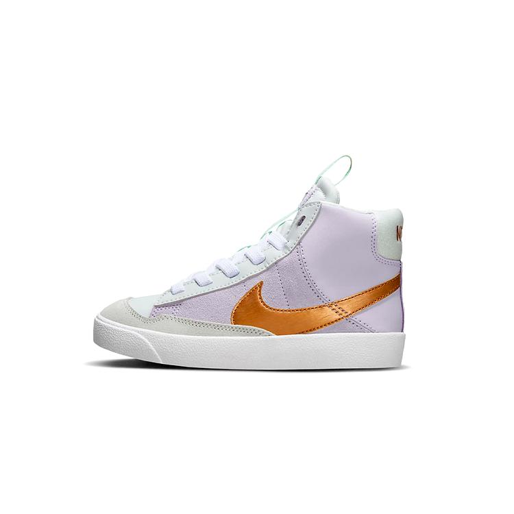New Nike Blazer D Cushioning Wear-Resistant Mid-Top Skateboard Shoes Purple Children Aged 3-7 Years Old DQ6085-500