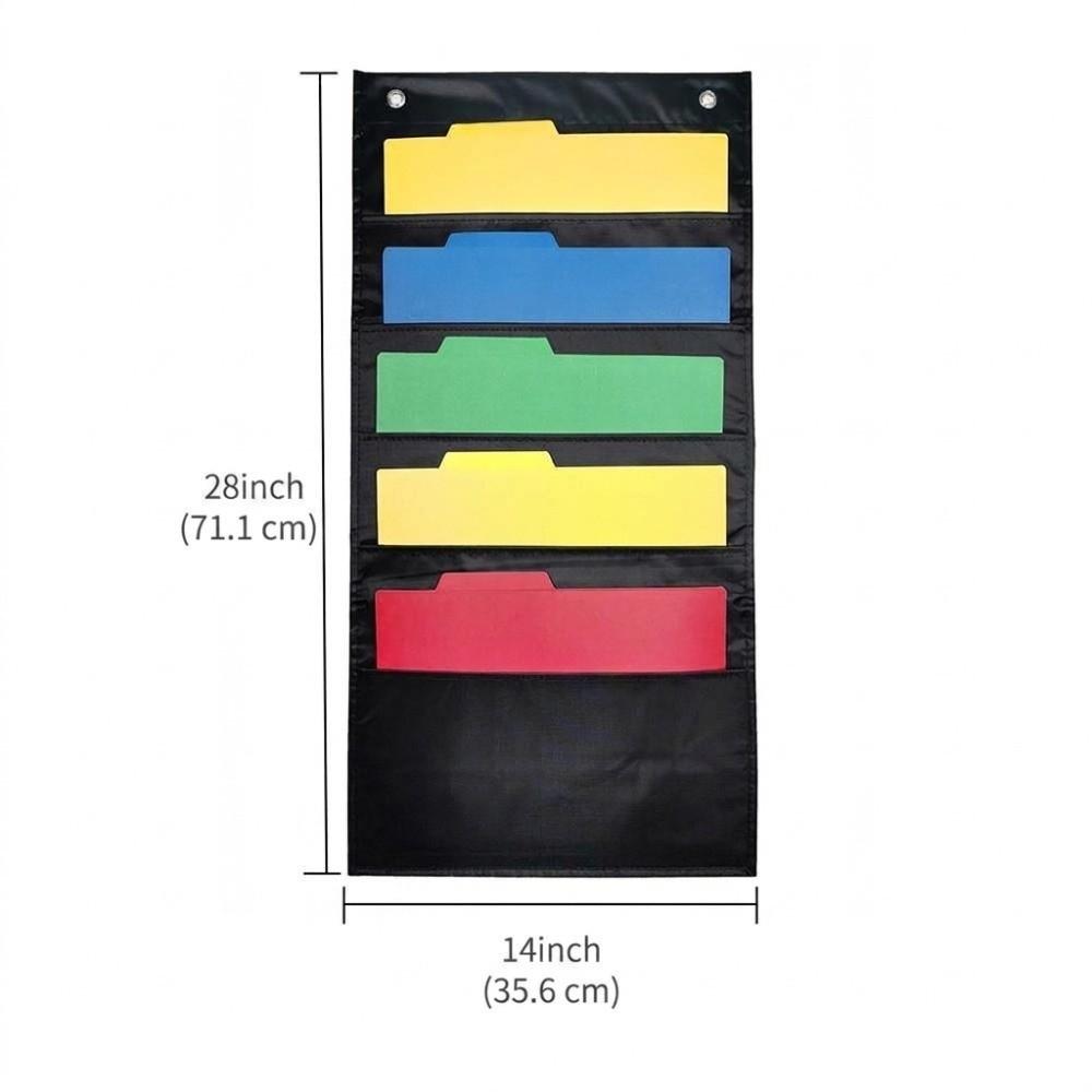 Letter Size Compatible Hanging File Organizer 5 Pockets Folder Holder Wall File Organizer  Home