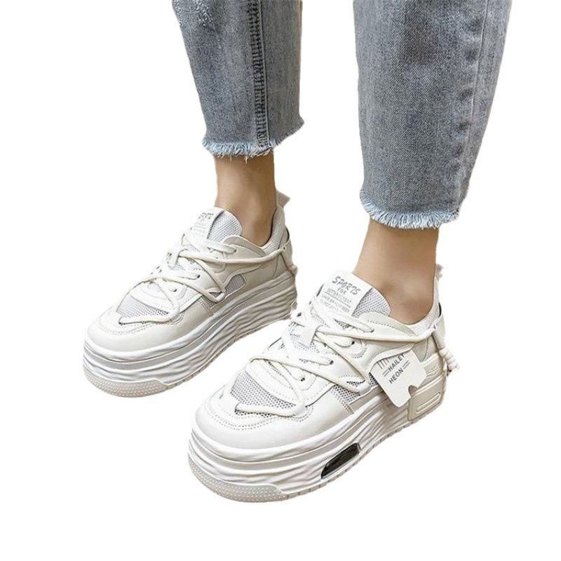 Super Fire European Station Little White Shoes Women's 2025 Autumn Models Summer Mesh Breathable Thick Sole Versatile Height Increase Casual Women's B