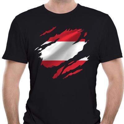 Reality Glitch Torn Austria Flag Mens T-Shirt Austrian Supporter #31 Unisex T-Shirt